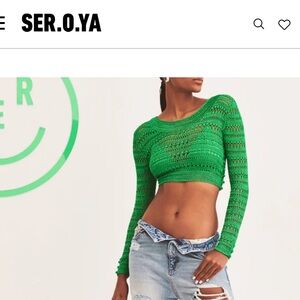 SER.O.YA NWT Parley green crochet top